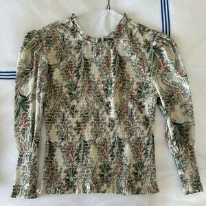 Veronica Beard Paisley Smocked Top